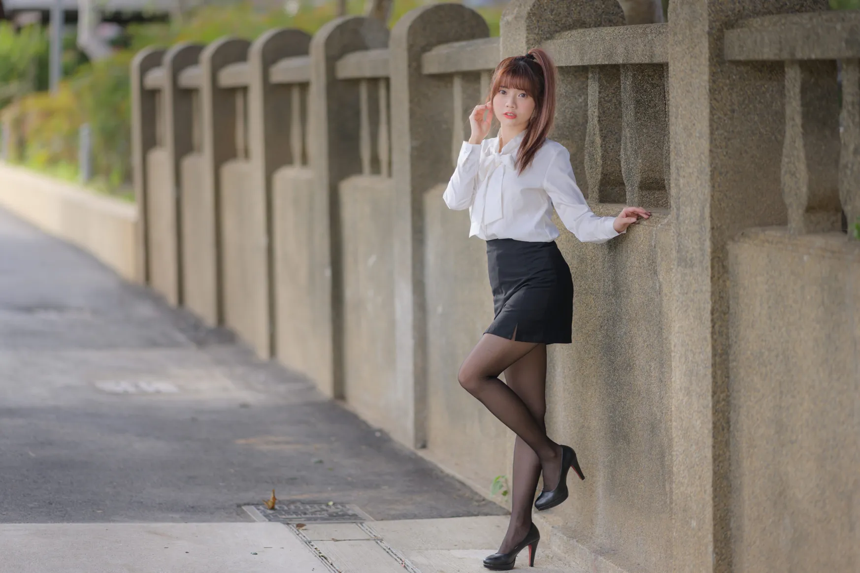 [Mzsock] NO.237 OL black silk uniform high heels street photography#[105P]-3